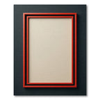 Red Black Double Layered Rectangular Frame Rug