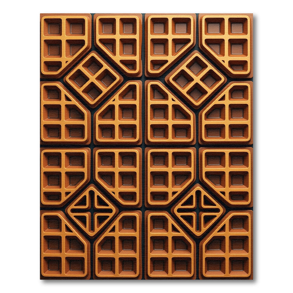 Geometric Waffle Grid Amber Ochre Rug