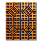 Geometric Waffle Grid Amber Ochre Rug