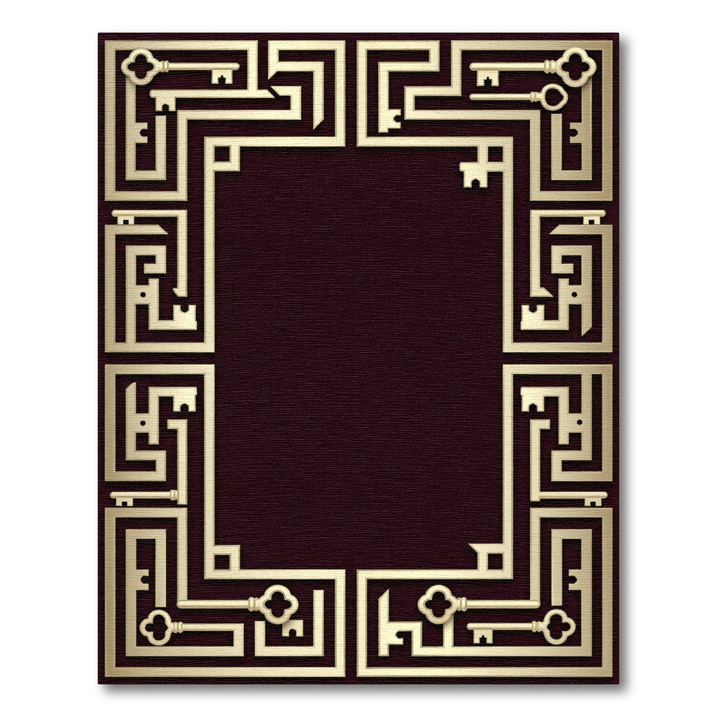 Golden Key Geometric Border Rug