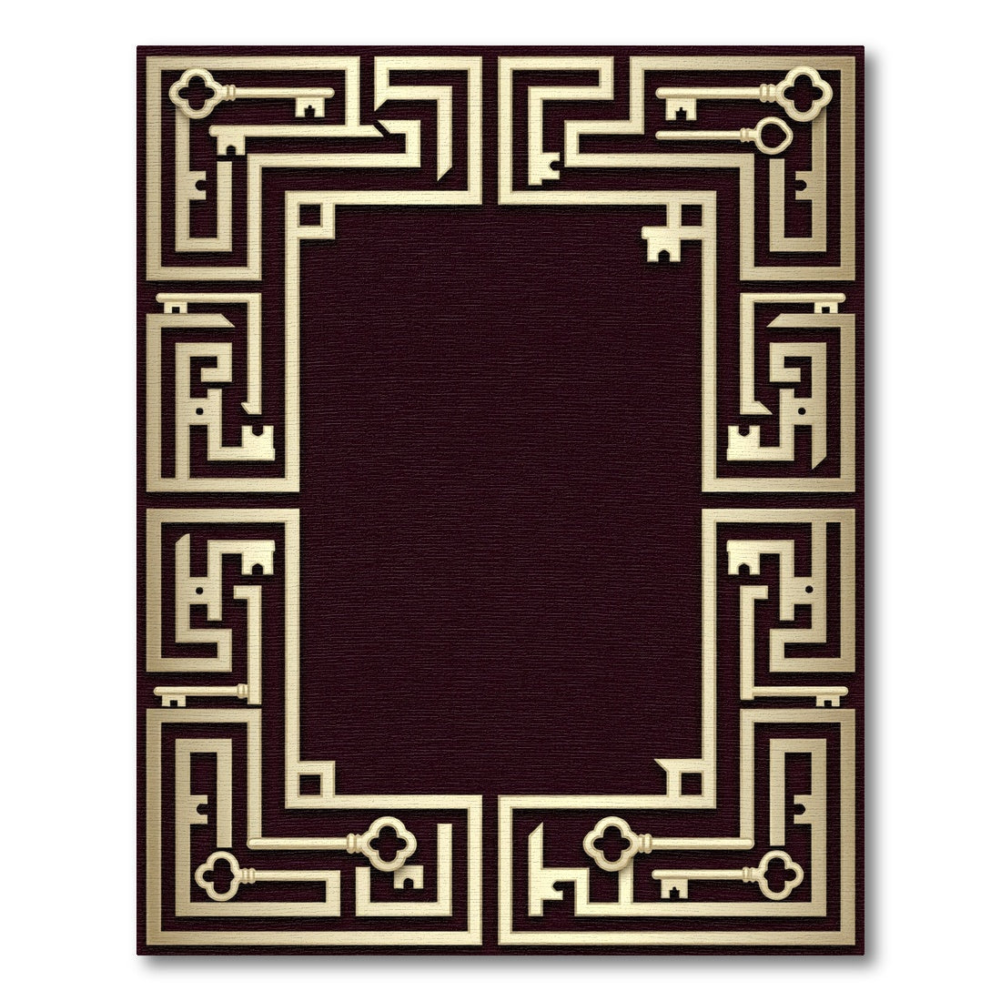 Golden Key Geometric Border Rug