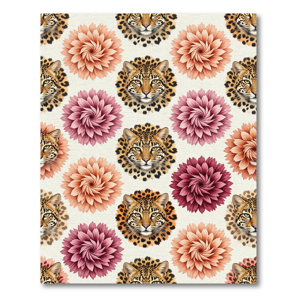 Leopard and Dahlia Floral Swirl Rug
