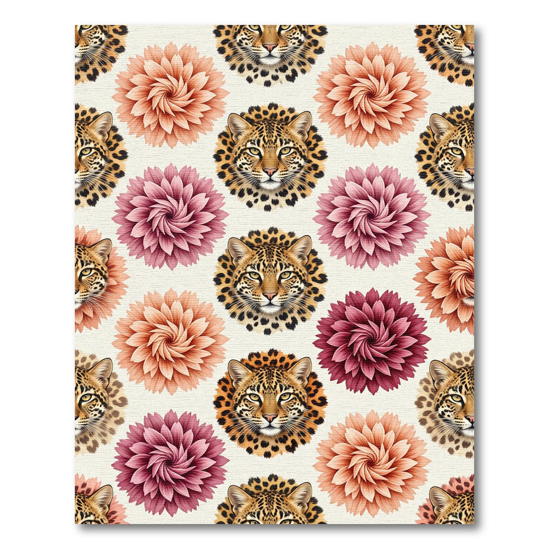 Leopard and Dahlia Floral Swirl Rug
