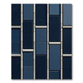 Deep Navy Rectangular Grid Rug