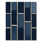 Deep Navy Rectangular Grid Rug