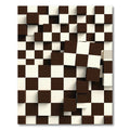 Brown White Checkerboard Cubes Rug
