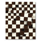 Brown White Checkerboard Cubes Rug