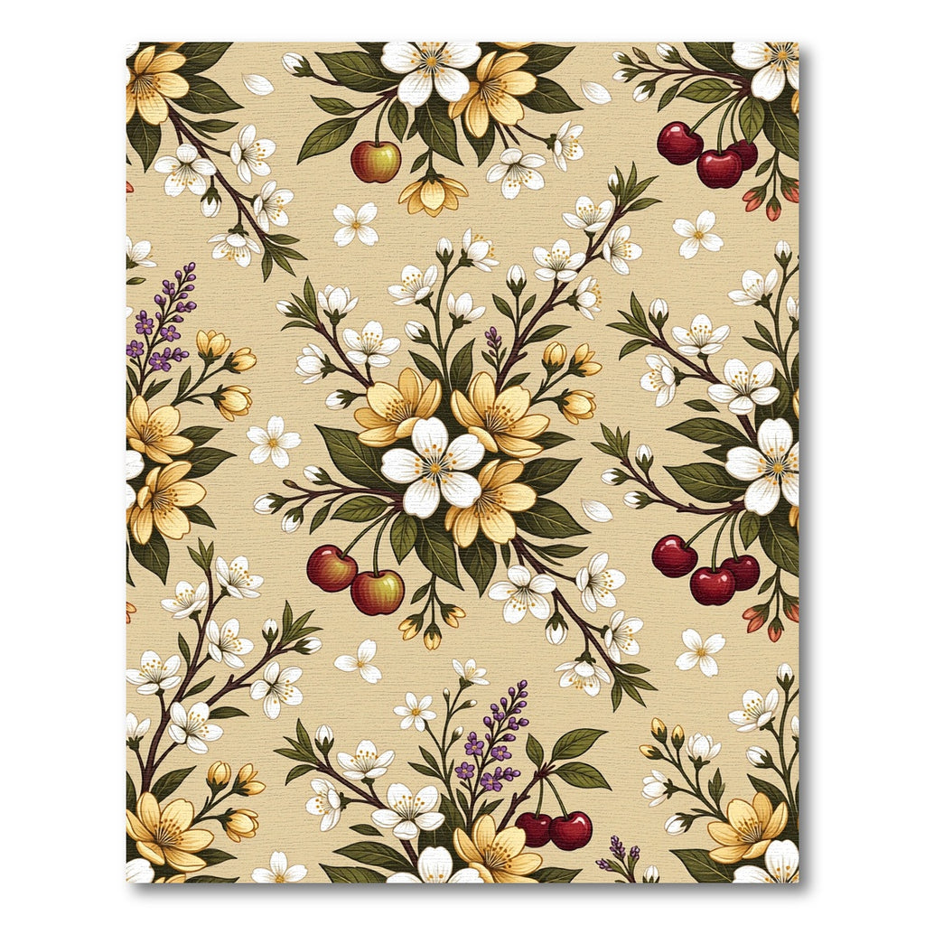 Botanical Cherry Blossom Cream Floral Rug