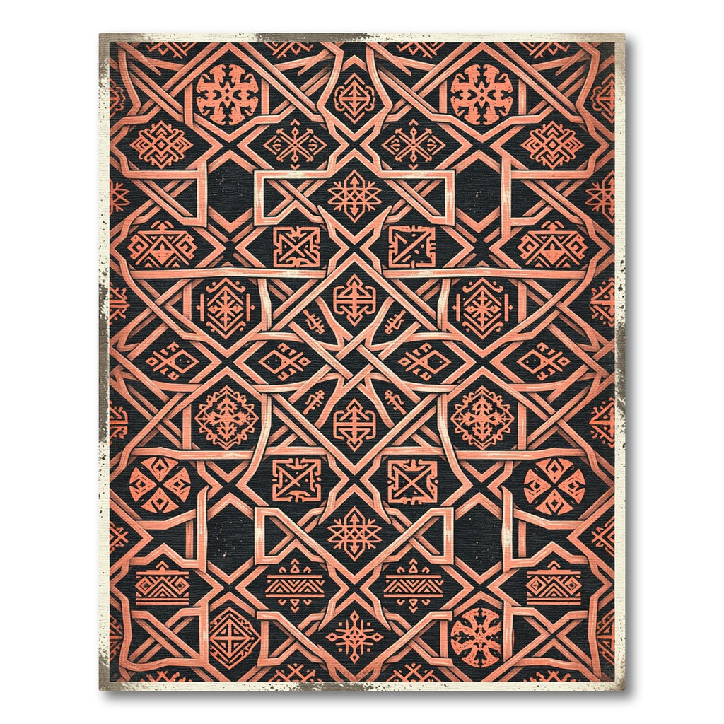 Geometric Terracotta Interwoven Lattice Art Rug
