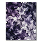 Dark Violet Ethereal Watercolor Ink Swirl Rug