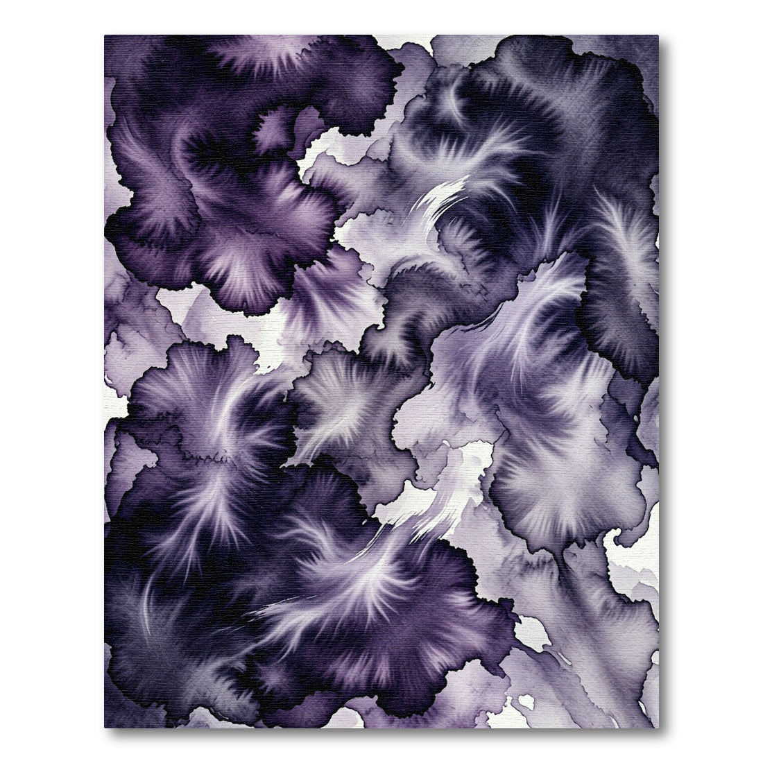 Dark Violet Ethereal Watercolor Ink Swirl Rug