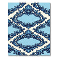 Ornate Blue Scallop Scroll Frame Rug