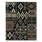 Geometric Tribal Patchwork Black Tan Rug