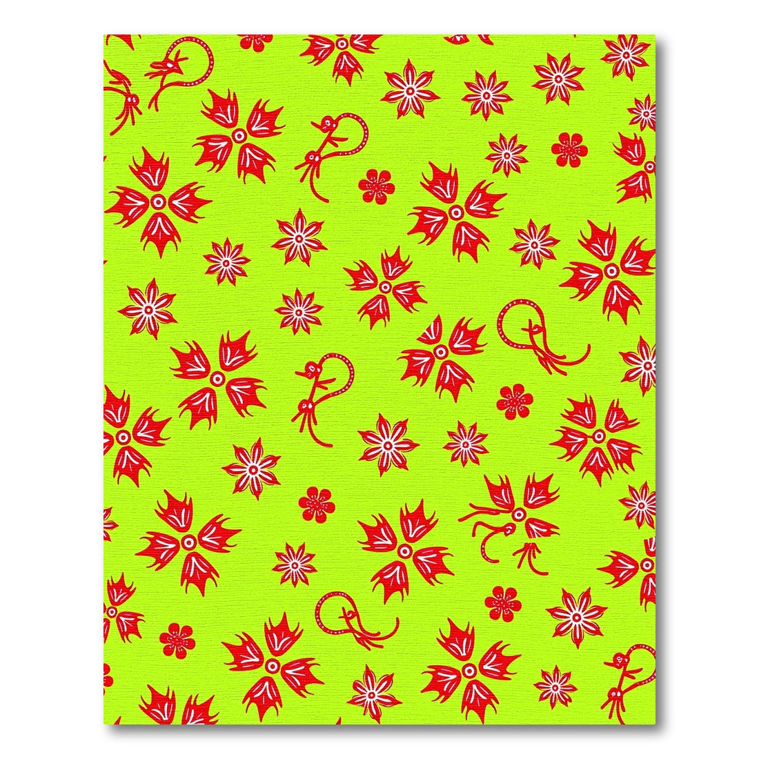 Vibrant Red Exotic Floral Garden Rug