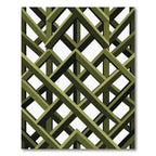 Olive Green Geometric Lattice Grid Rug