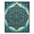 Teal Floral Mandala Botanical Ornament Rug