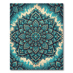 Teal Floral Mandala Botanical Ornament Rug