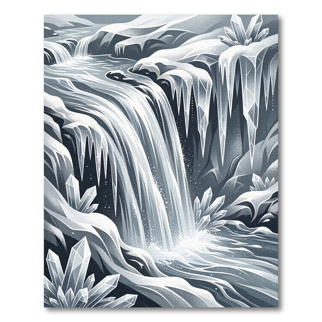 Arctic Crystal Cascade Waterfall Illustration Rug