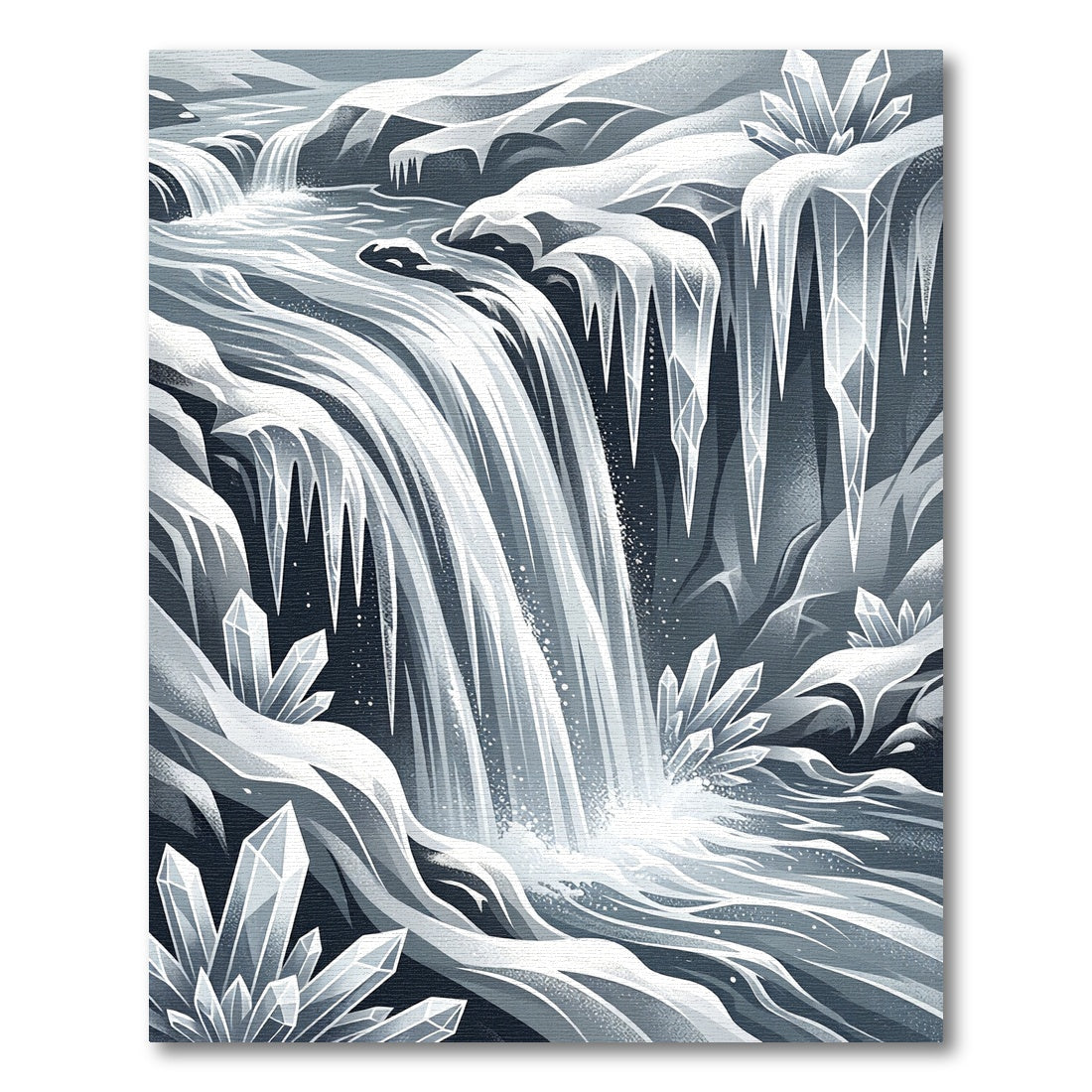 Arctic Crystal Cascade Waterfall Illustration Rug