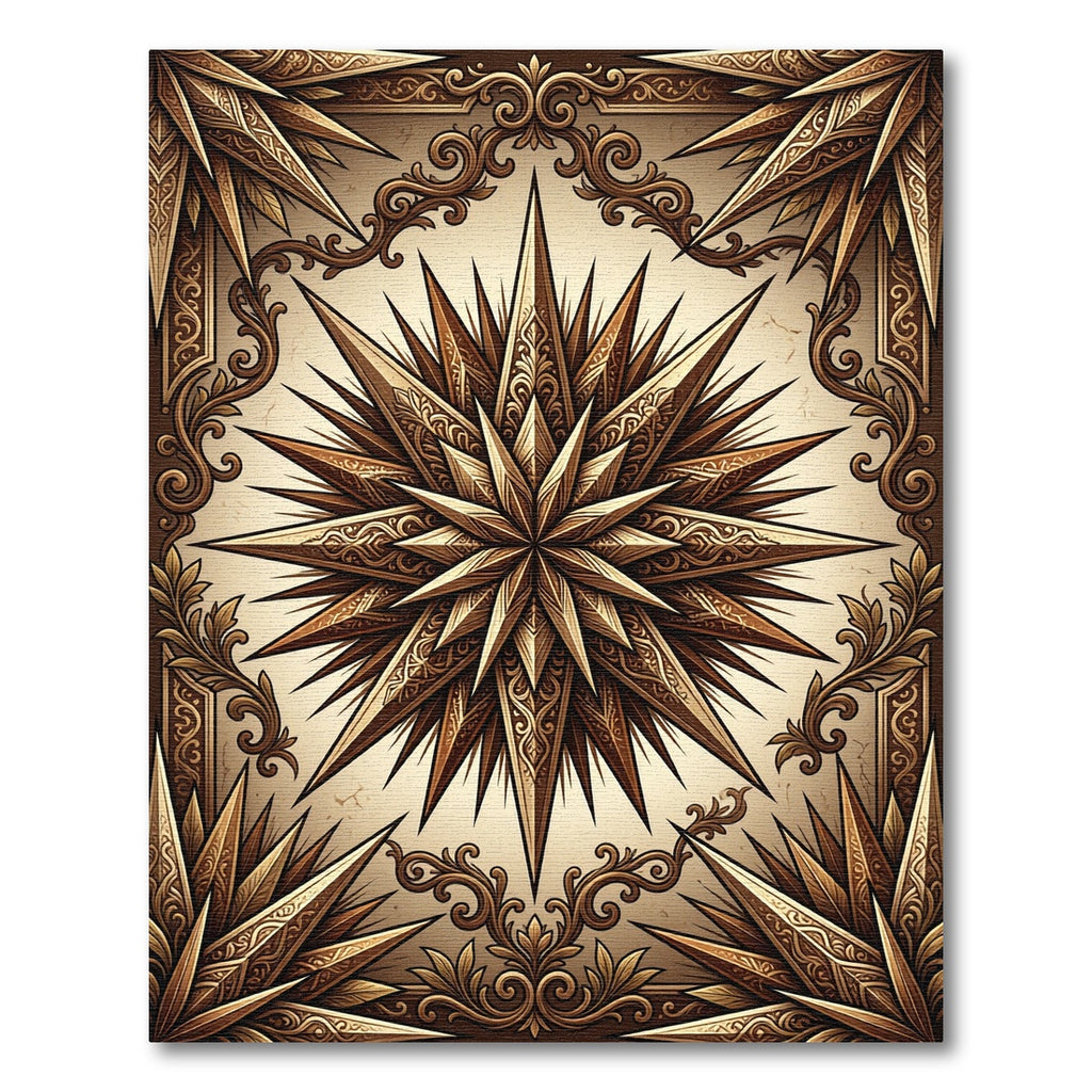 Ornate Golden Starburst Filigree Accents Rug