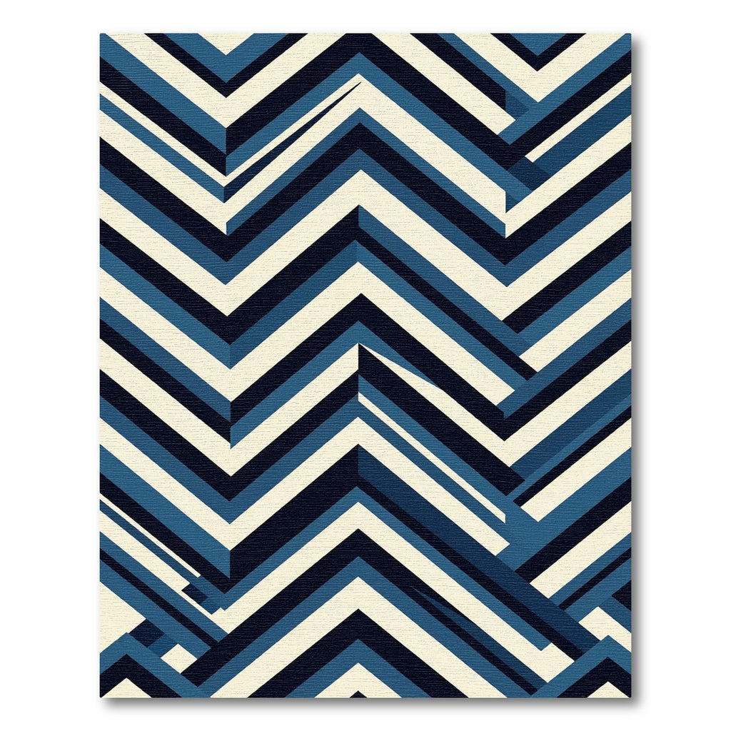 Geometric Chevron Blue Ivory Rug