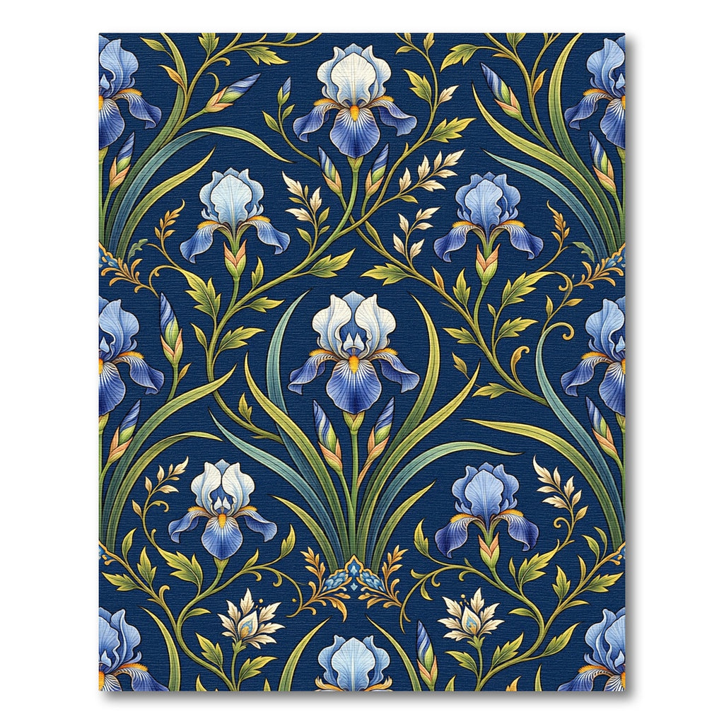 Vibrant Blue Iris Floral Garden Rug