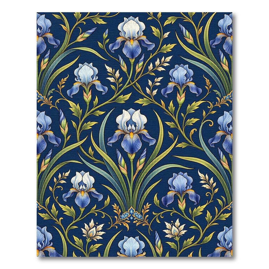 Vibrant Blue Iris Floral Garden Rug