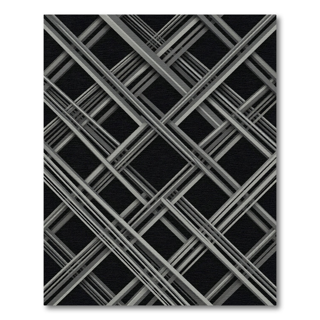 Modern Monochrome Geometric Lattice Intersecting Lines Rug