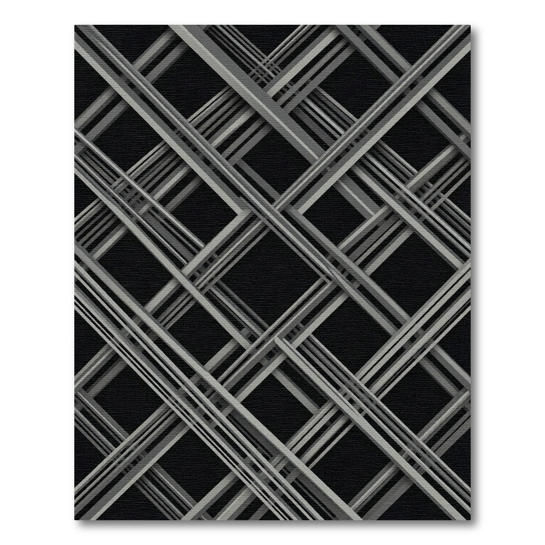 Modern Monochrome Geometric Lattice Intersecting Lines Rug