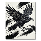 Bold Black Raven Winged Stroke Rug