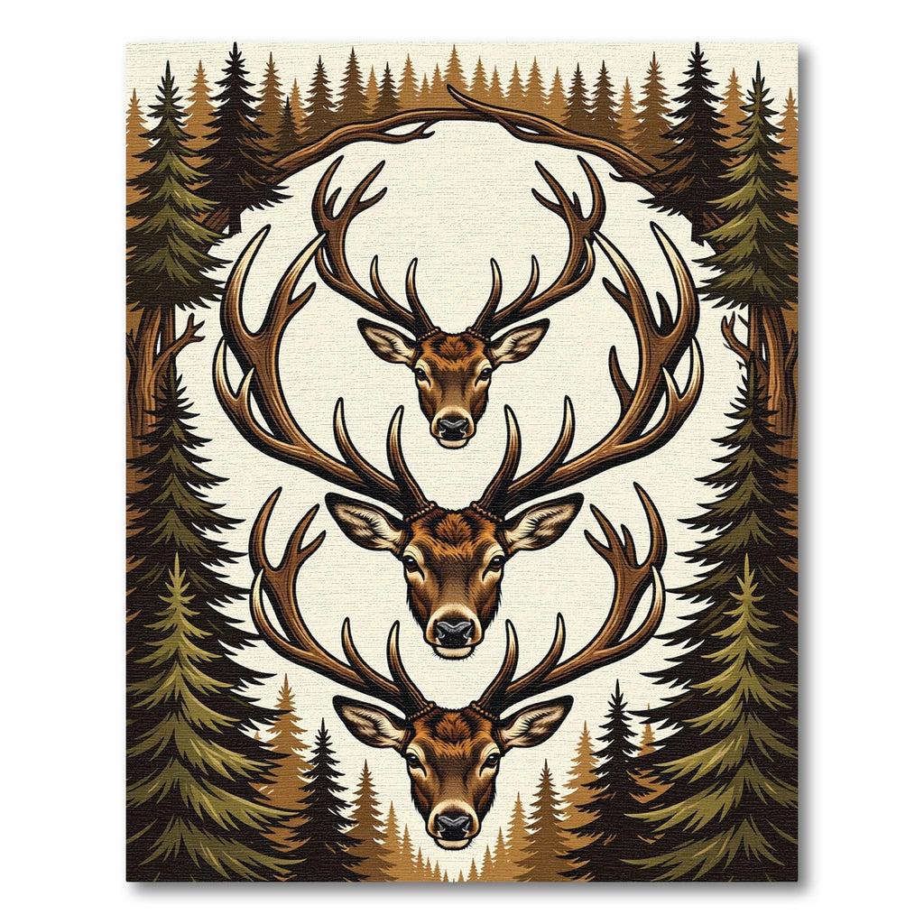 Rustic Triple Deer Forest Silhouette Rug