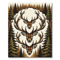 Rustic Triple Deer Forest Silhouette Rug