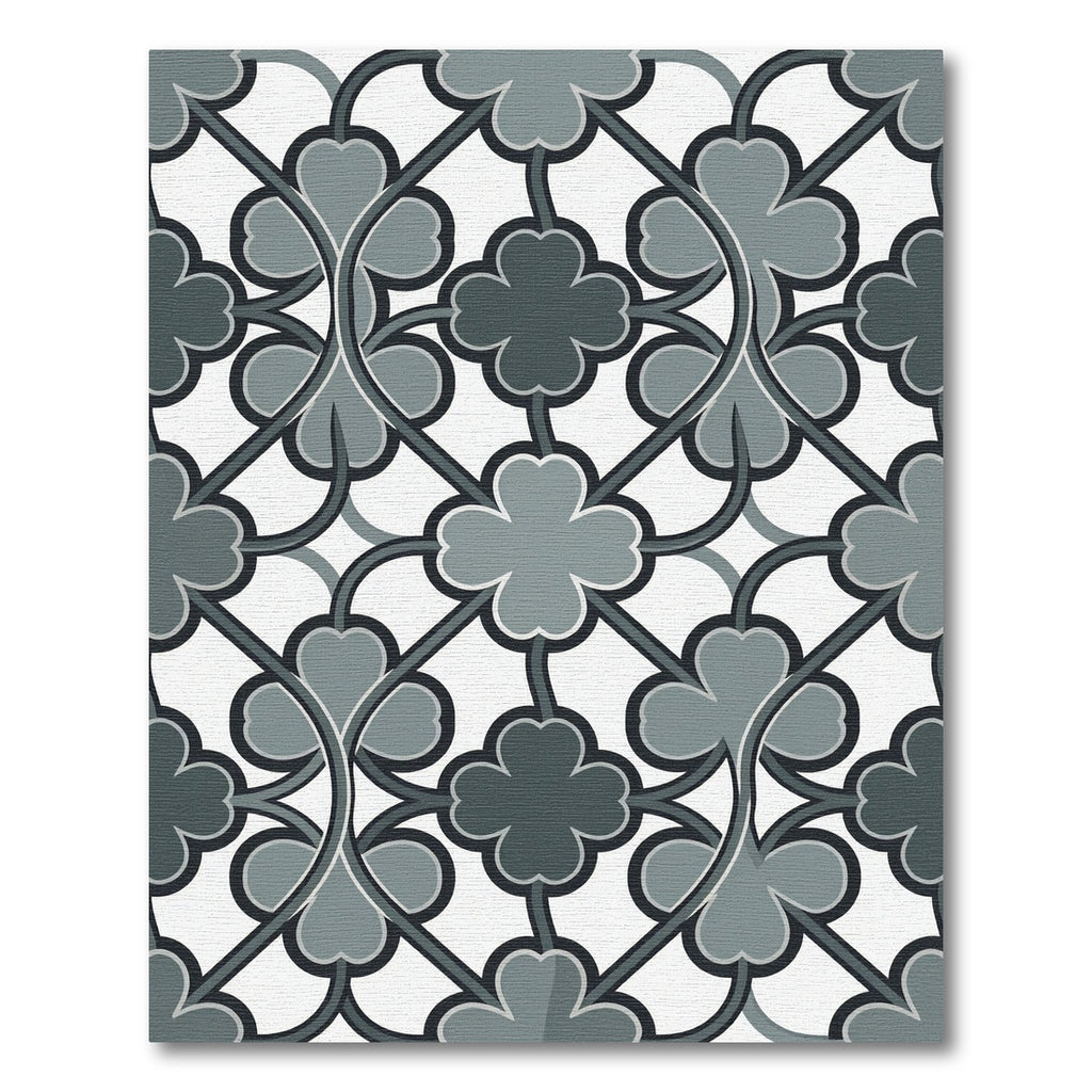 Sophisticated Slate Gray Clover Geometric Rug