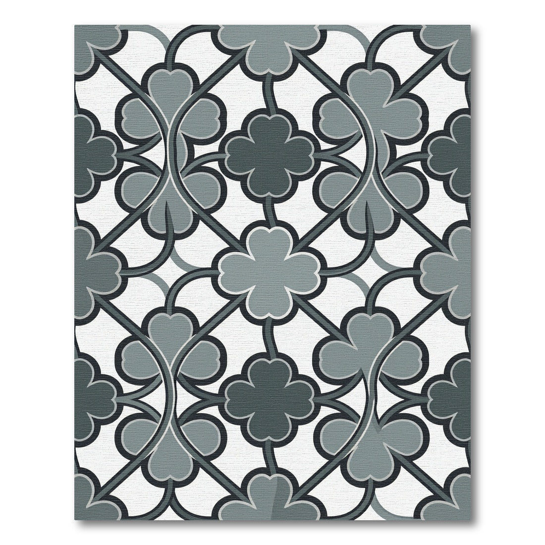 Sophisticated Slate Gray Clover Geometric Rug