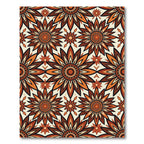 Autumnal Terracotta Floral Sunburst Medallion Rug