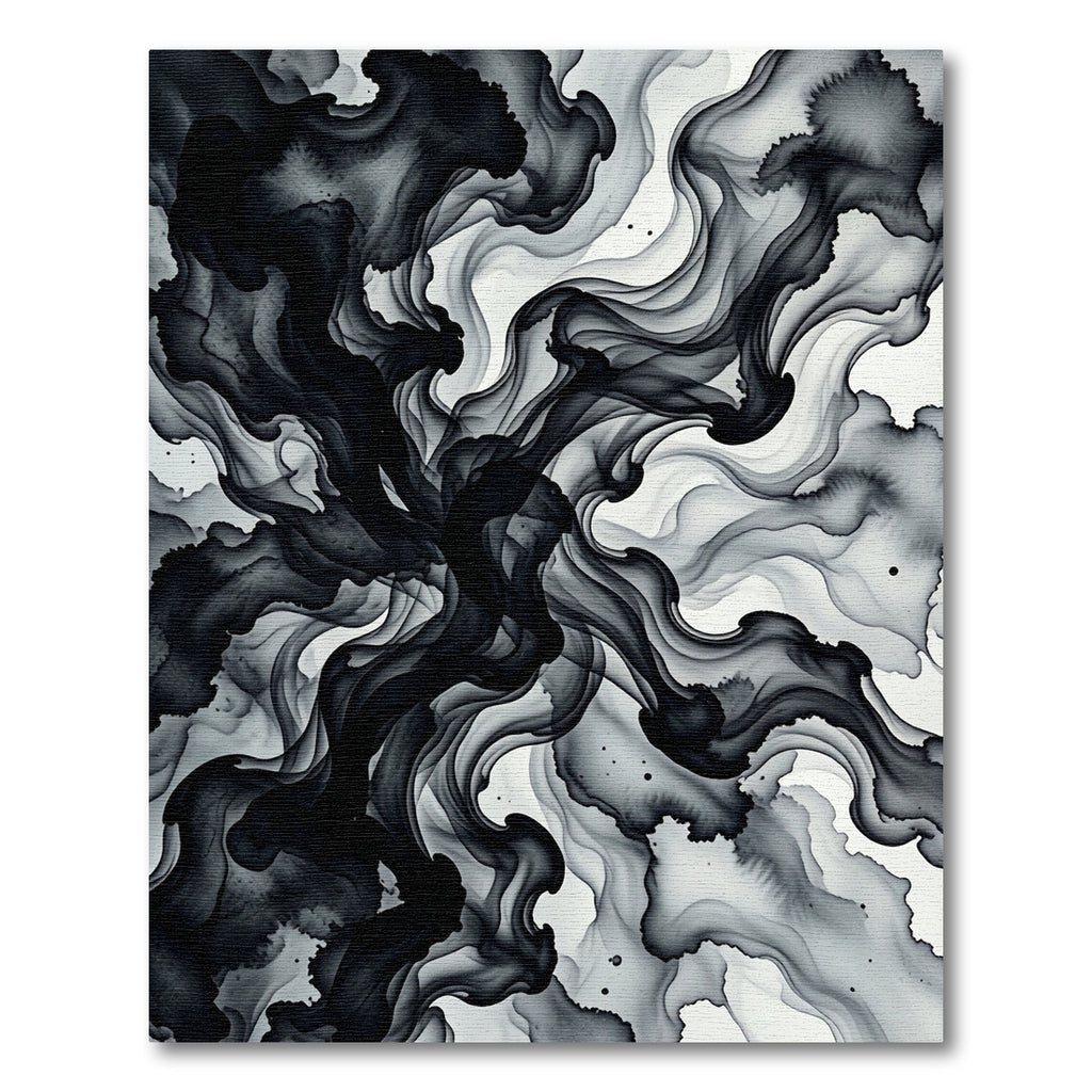 Monochromatic Ink Swirl Abstract Rug