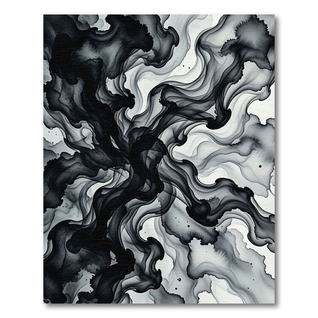 Monochromatic Ink Swirl Abstract Rug