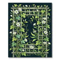 Green Vine Trellis White Floral Rug