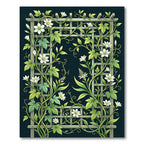 Green Vine Trellis White Floral Rug