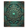 Ornate Teal Celestial Star Medallion Rug