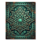 Ornate Teal Celestial Star Medallion Rug