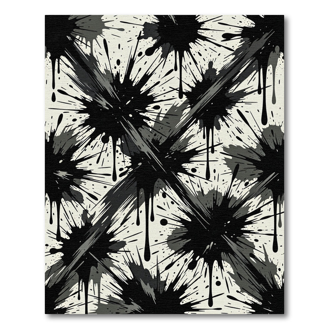 Monochrome Black Ink Splatter Abstract Rug
