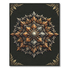 Ornate Bronze Metallic Iron Flower Medallion Rug