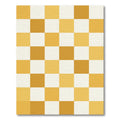 Golden White Checkerboard Squares Rug