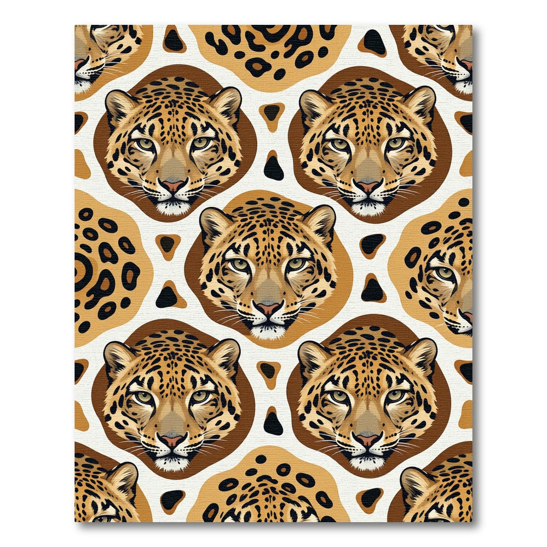 Majestic Leopard Portrait Golden Spotted Texture Rug