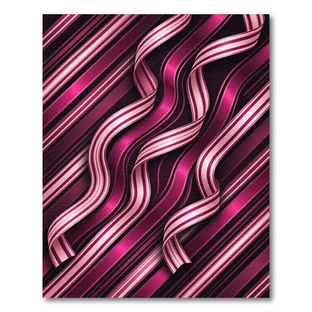 Ornate Fuchsia Striped Ribbon Rug