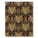 Art Deco Leopard Head Geometric Gold Rug