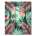 Lush Tropical Foliage Pink Mint Leaves Rug