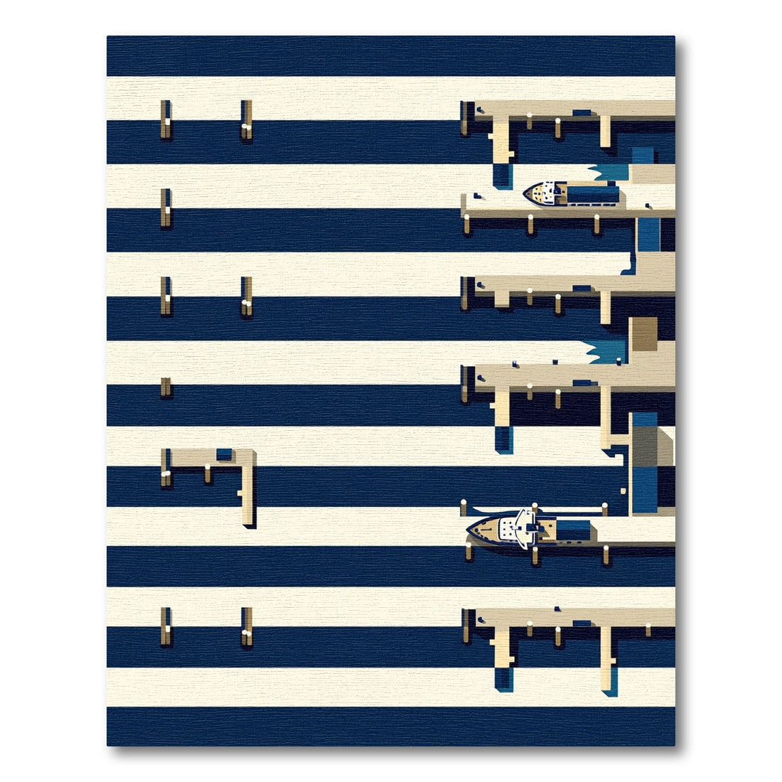 Modern Nautical Navy and Cream Wharf Rug