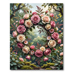 Romantic Tea Rose Floral Wreath Rug